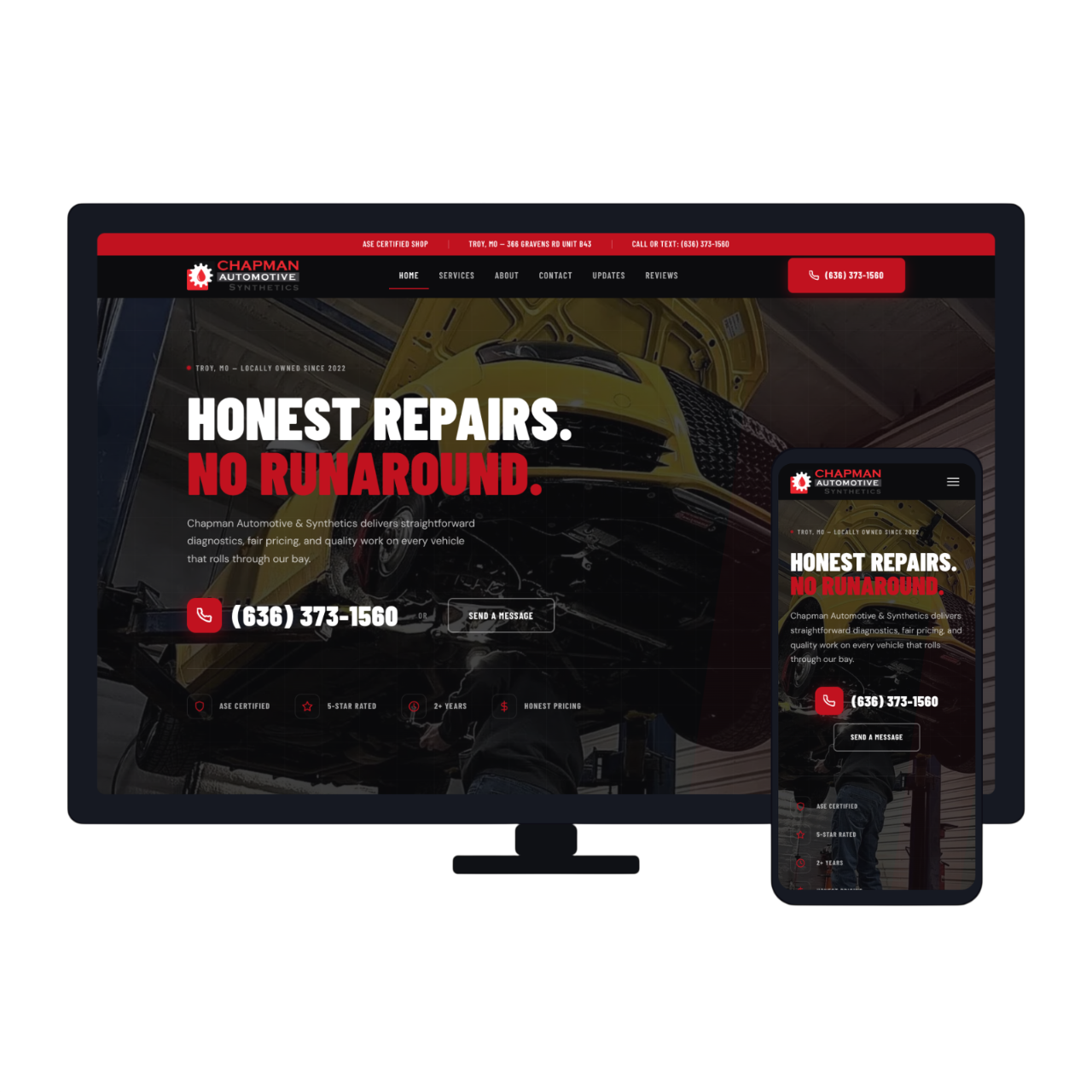 Chapman Automotive website shown on desktop and mobile screens